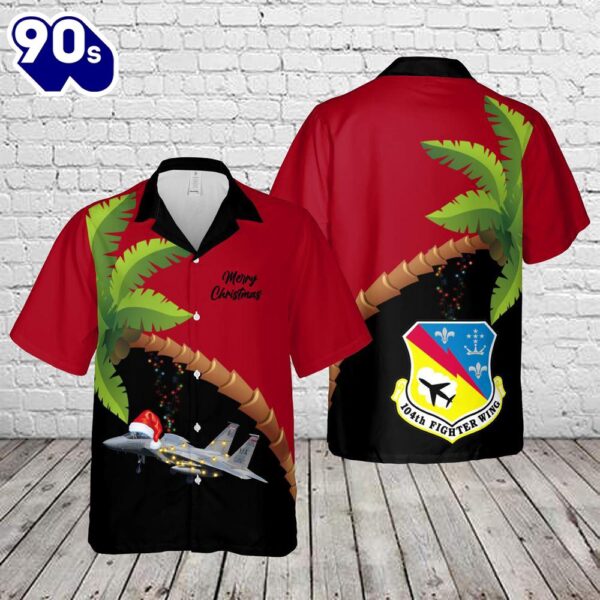 104th Fighter Wing Massachusetts Air National Guard F-15C Eagle Christmas Hawaiian Shirt