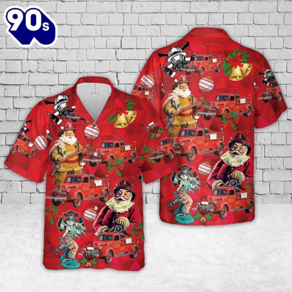 1940 Ford Regular Fire Truck Christmas Hawaiian Shirt