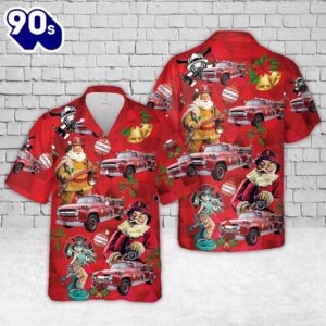 1957 Ford F800 Fire Engine Christmas Hawaiian Shirt