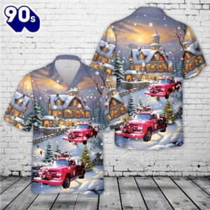 1958 American Fire Ford F600 Pumper Christmas Hawaiian Shirt