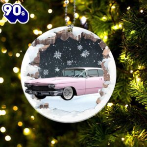 1960 Cadillac DeVille Pink Christmas Ornament