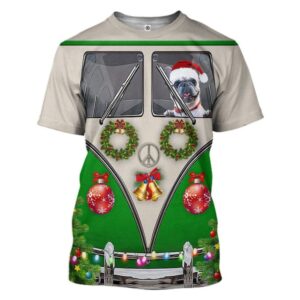 3d Bulldogs Drive Hippie Cars At Christmas Custom Tshirt Apparel 2