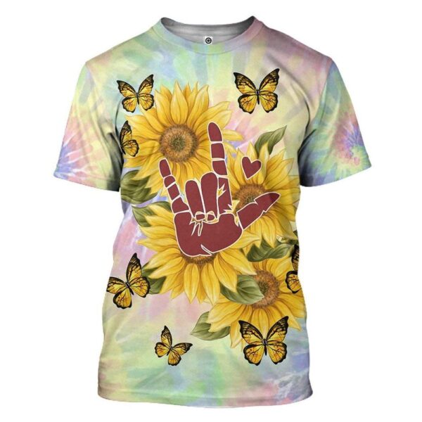 3d Tie Dye And Sunflower Custom Tshirt Apparel