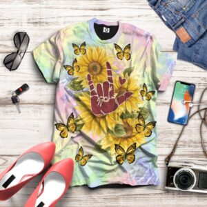 3d Tie Dye And Sunflower Custom Tshirt Apparel 2