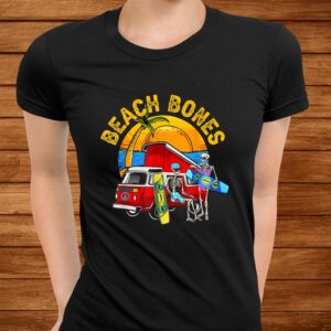 A Kitesurfing Skeleton Enjoying The Hippie Van Beach Life Shirt 2