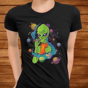 Alien Smoking Weed Cigarette Psychedelic Space Hippie Stoner Shirt 2