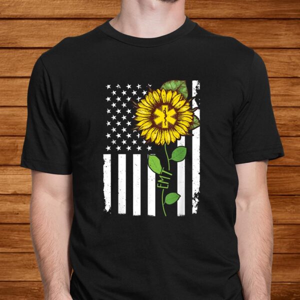 American Flag Emt Sunflower Hippie Tshirt Emt Shirt