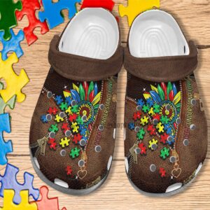 Autism Sunflower Leather Accept Under Stand Love Autism Shoes Croc Clogs