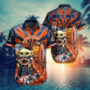 Baby Yoda Style NFL Chicago Bears Hawaiian Shirt, Summer Collection, Trendy Aloha