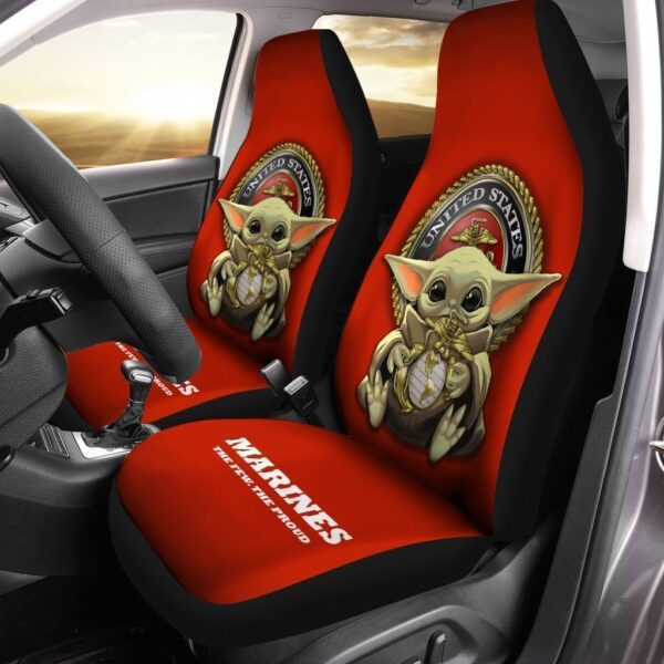 Baby Yoda U.S Marines Corps Car Seat Covers Custom Emblem Car Accessories