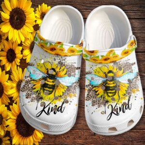 Bee Kind Sunflower Leopard Crocs…