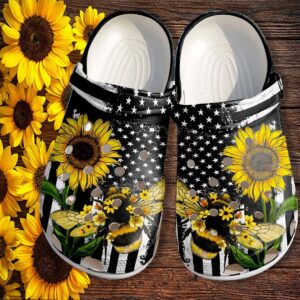 Bee Sunflower America Flag Crocs…