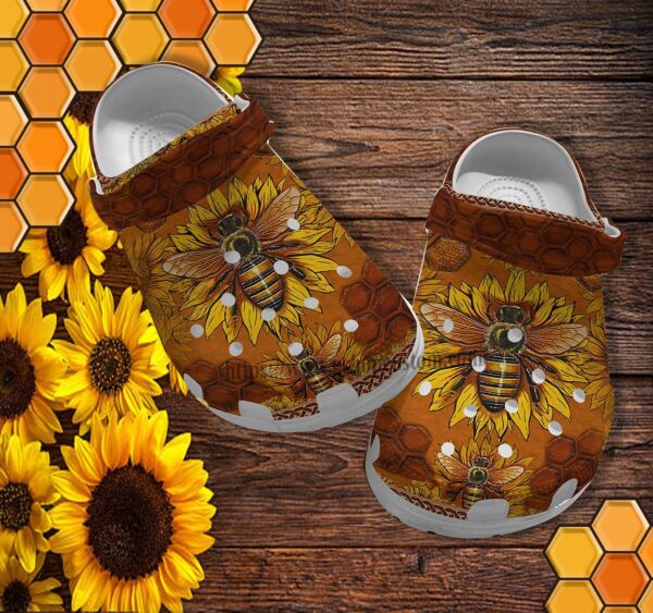 Bee Sunflower Floral Vintage Croc Shoes Gift Grandma