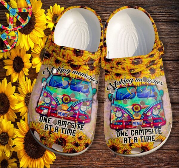 Camping Bus Peace Sunflower Croc Shoes Gift Mother Day