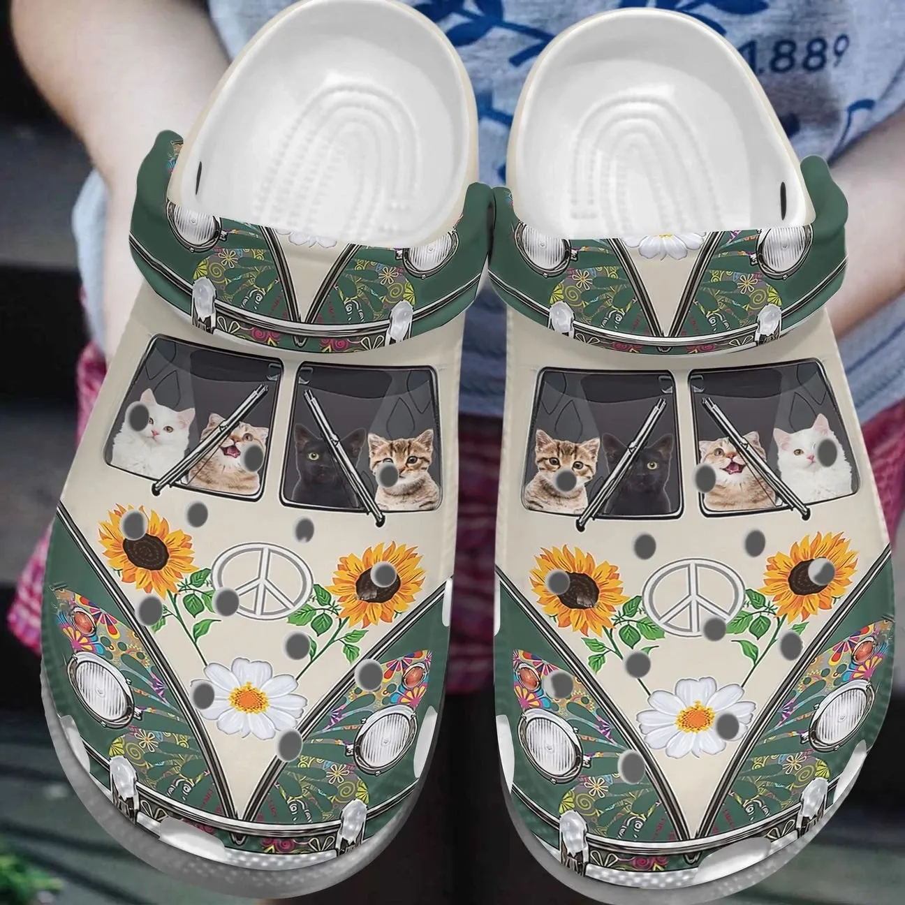Cat Personalize Clog Custom Crocs Fashionstyle Comfortable For Women Men Kid Print 3D Hippie Bus And Cats
