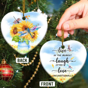 Dragonfly Live In The Moment Ceramic Ornament 2