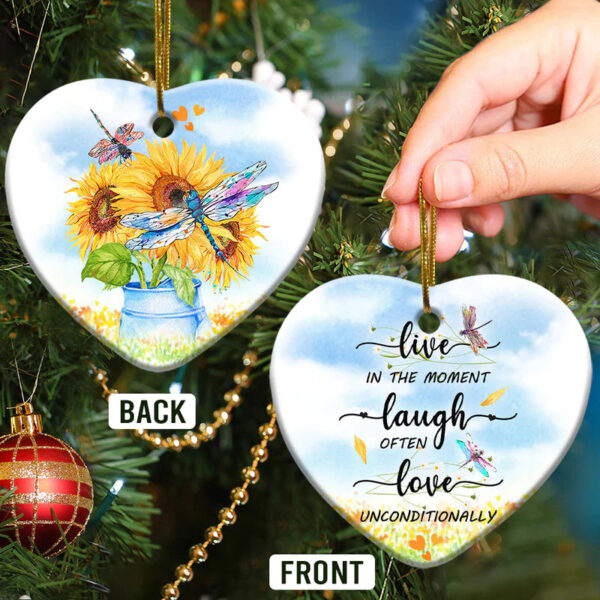 Dragonfly Live In The Moment Ceramic Ornament