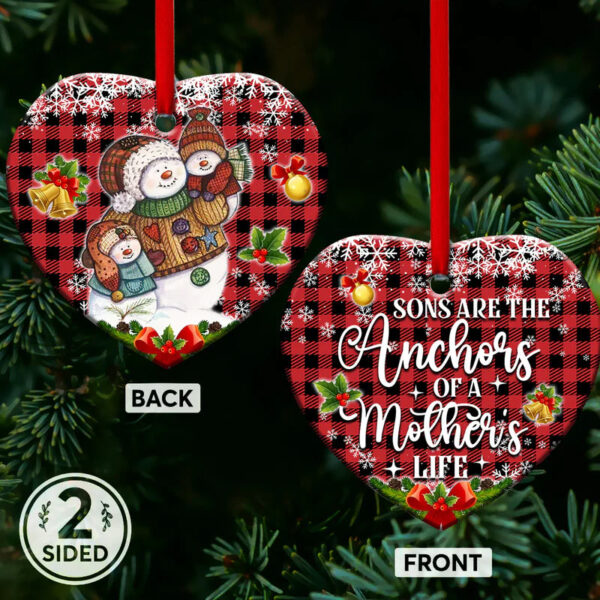 Family Snowman Sons Are The Anchors Of A Mothers Life Ceramic Ornament