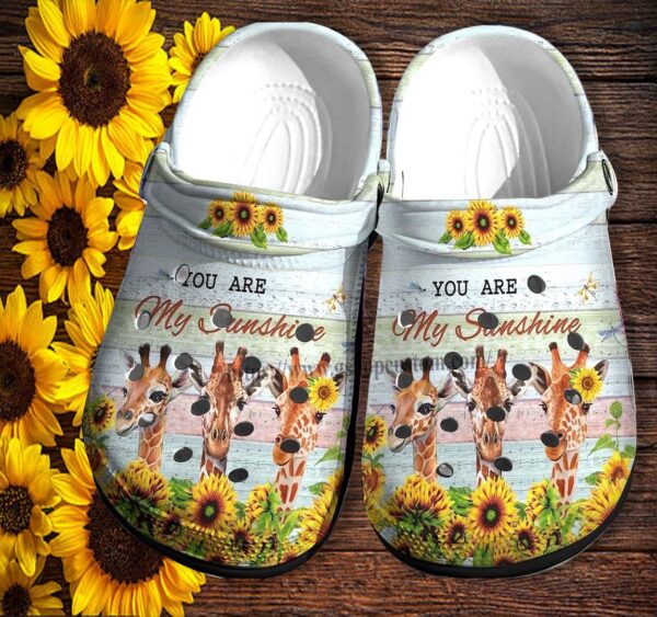 Giraffe Sunflower Sunshine Croc Shoes For Birthday Girl