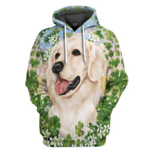 Golden Retriever White St Patricks Day All Over Print T-Shirt Hoodie Fan Gifts Idea
