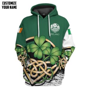 Green Ireland St Patrick Day Custom Name Tshirt Hoodie Apparel