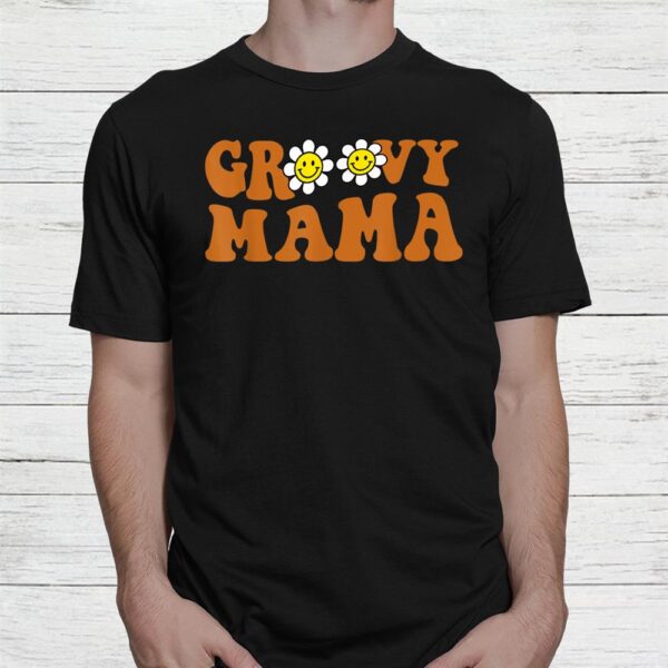 Groovy Mama 70s Aesthetic Smiley Sunflower Hippie Shirt