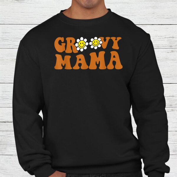 Groovy Mama 70s Aesthetic Smiley Sunflower Hippie Shirt