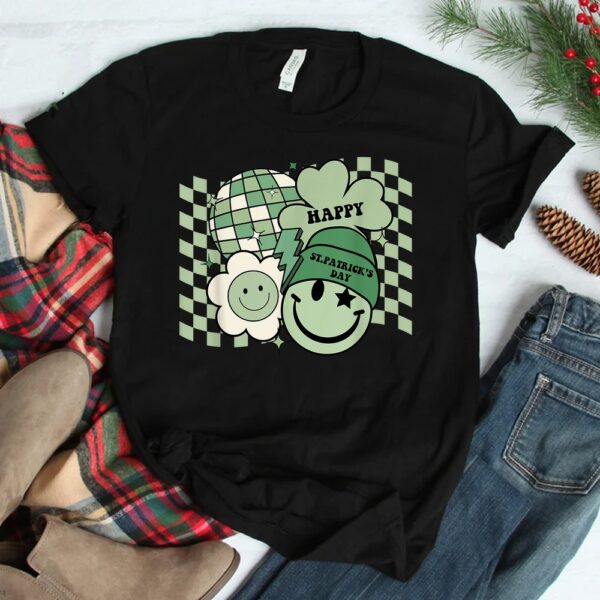 Groovy Shamrock Smile Face St Patricks Day Hippie Shirt