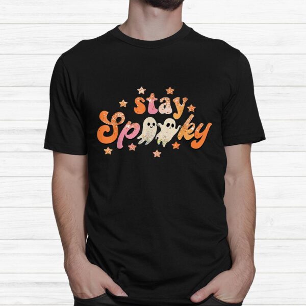 Groovy Stay Spooky Vibes Floral Ghost Hippie Halloween Shirt
