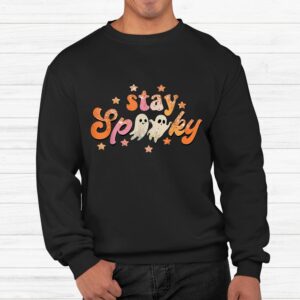 Groovy Stay Spooky Vibes Floral Ghost Hippie Halloween Shirt 2