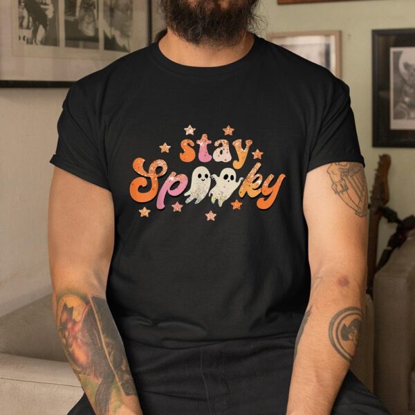 Groovy Stay Spooky Vibes Floral Ghost Hippie Halloween Shirt
