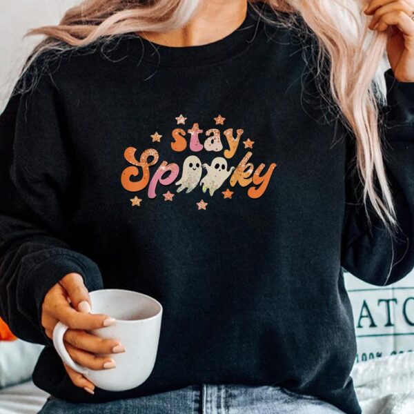 Groovy Stay Spooky Vibes Floral Ghost Hippie Halloween Shirt