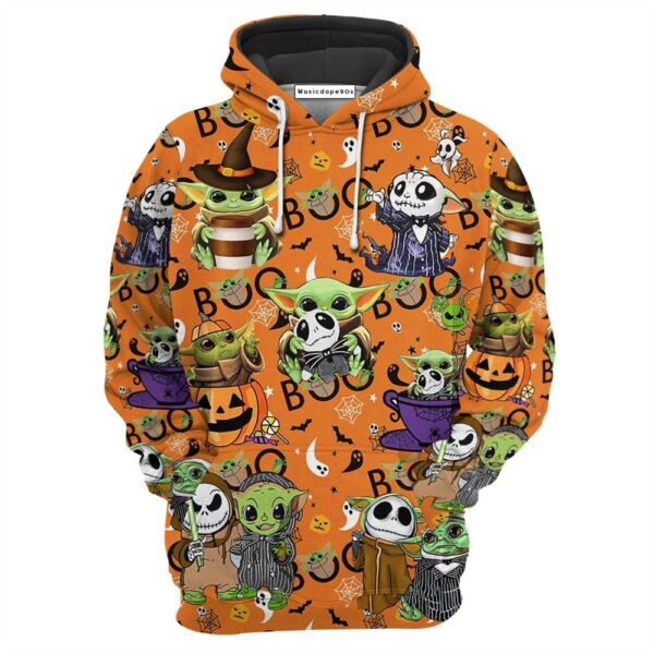 Halloween Star Wars Baby Yoda Jack Skellington  Movie 3D Hoodie