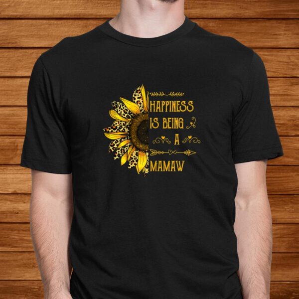 Happiness Is Being A Mamaw Leopard Sunflower Hippie Shirt