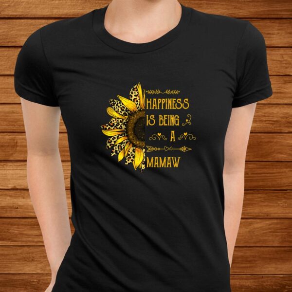 Happiness Is Being A Mamaw Leopard Sunflower Hippie Shirt