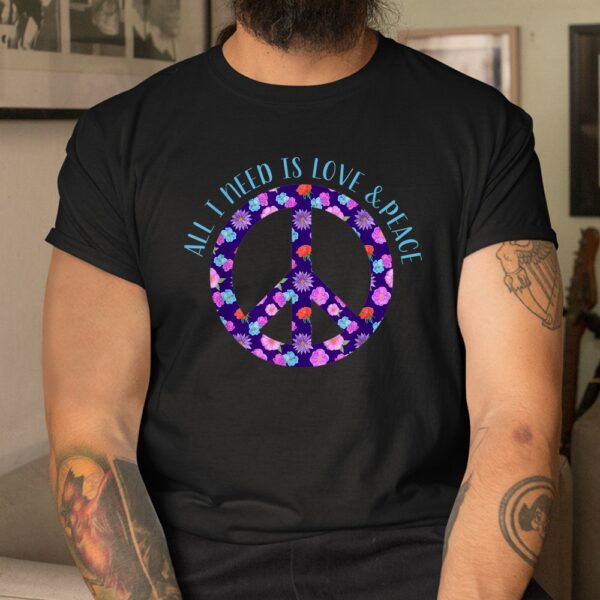 Hippie Chick Flower Power Peace Sign 60s 70s Retro Shirt