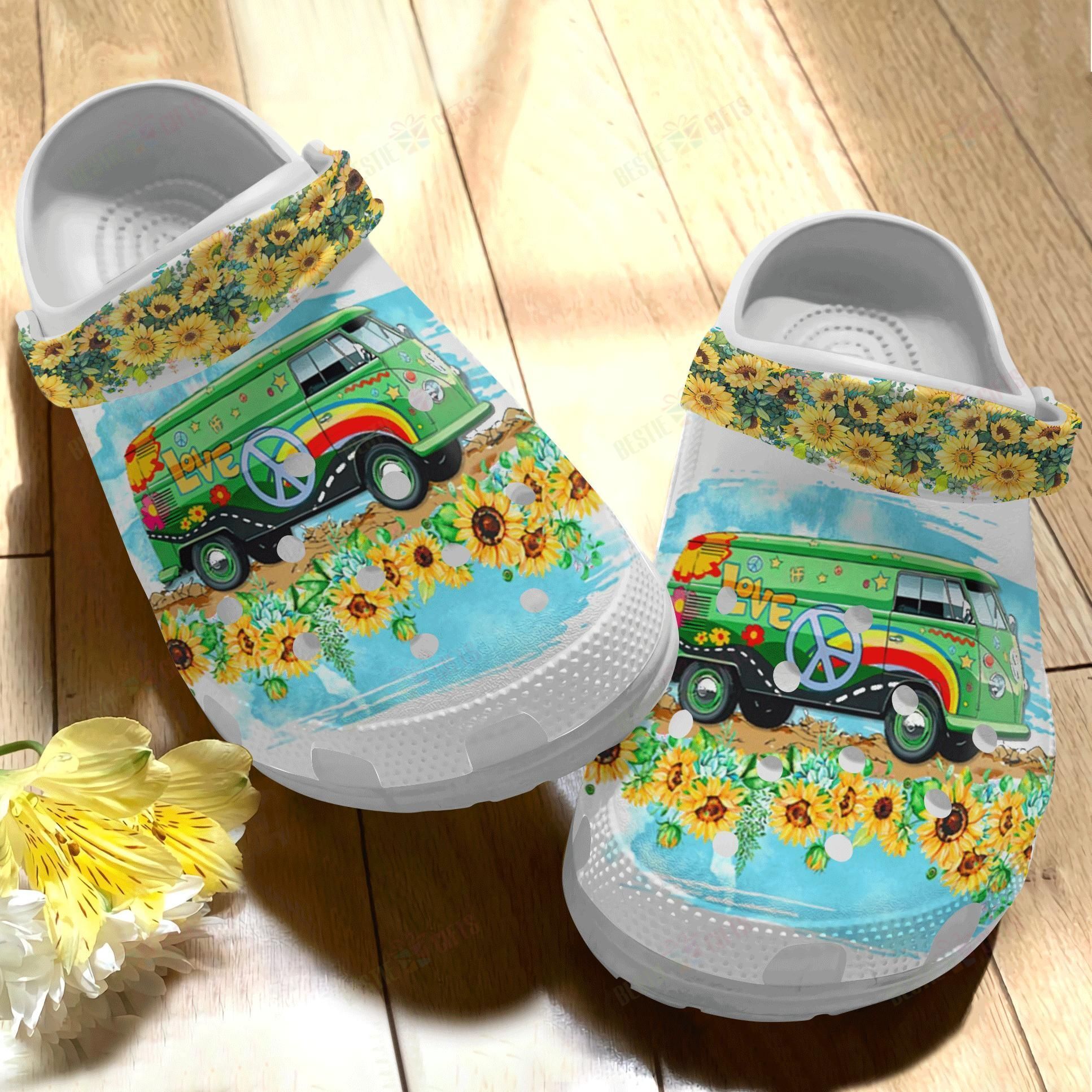 Hippie Crocs Classic Clog Colorful Hippie Van Shoes