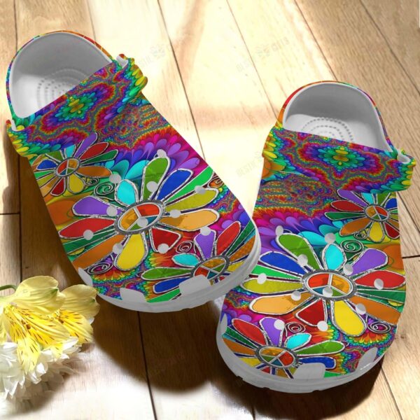 Hippie Crocs Classic Clog Hippie Flower Shoes