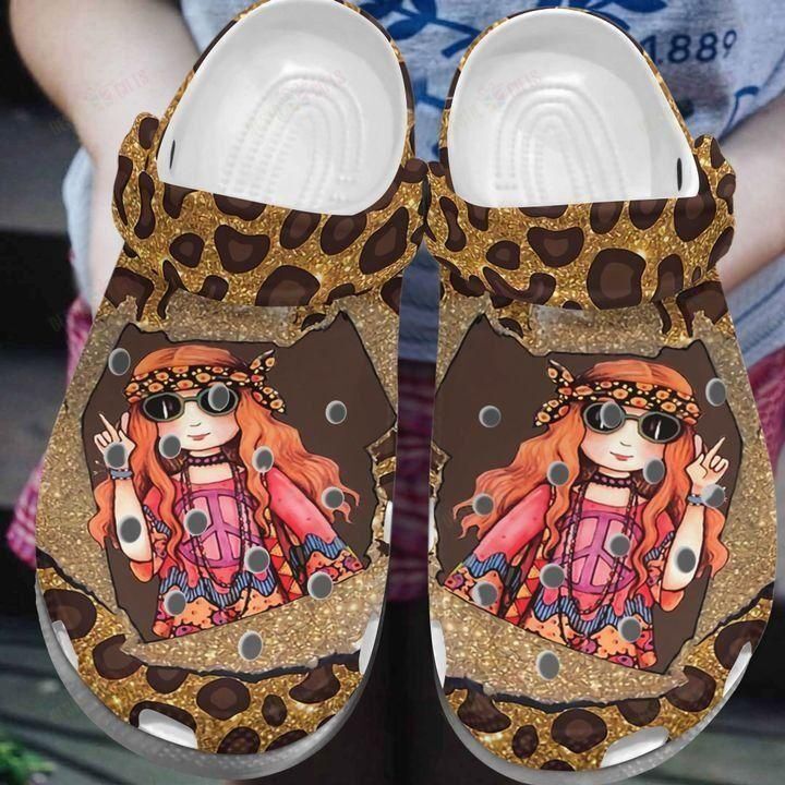 Hippie Crocs Classic Clog Whitesole Hippie Girl Shoes