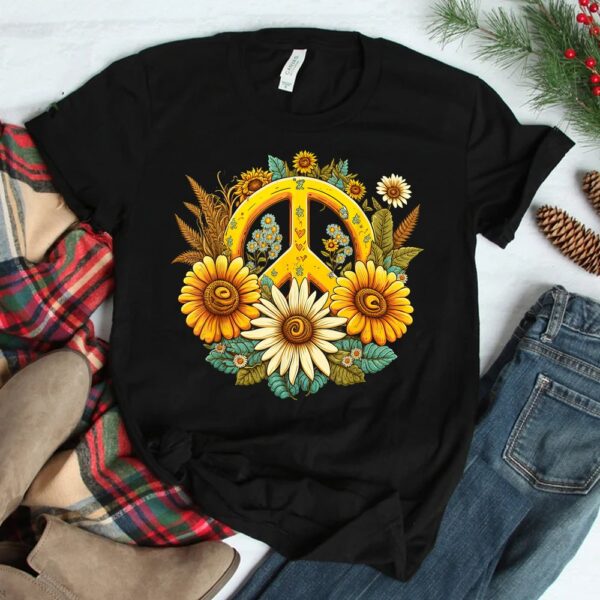 Hippie Daisy Peace Sign Retro Flower Sunflower Shirt