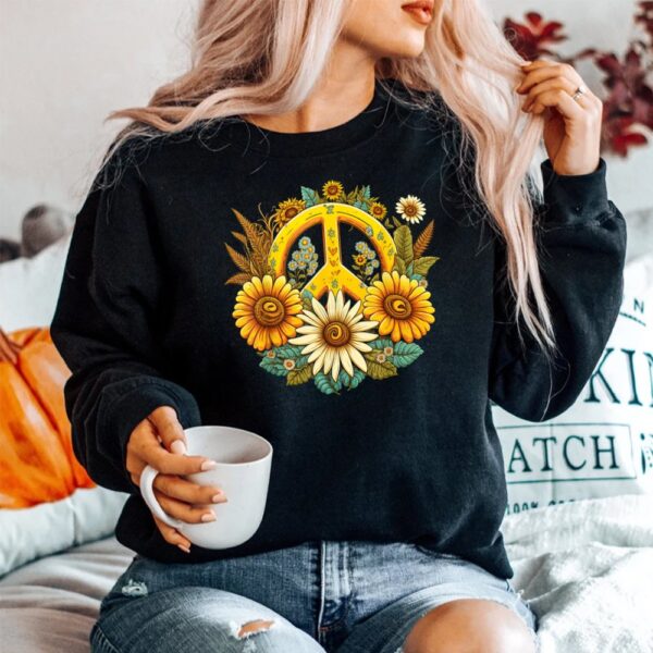 Hippie Daisy Peace Sign Retro Flower Sunflower Shirt