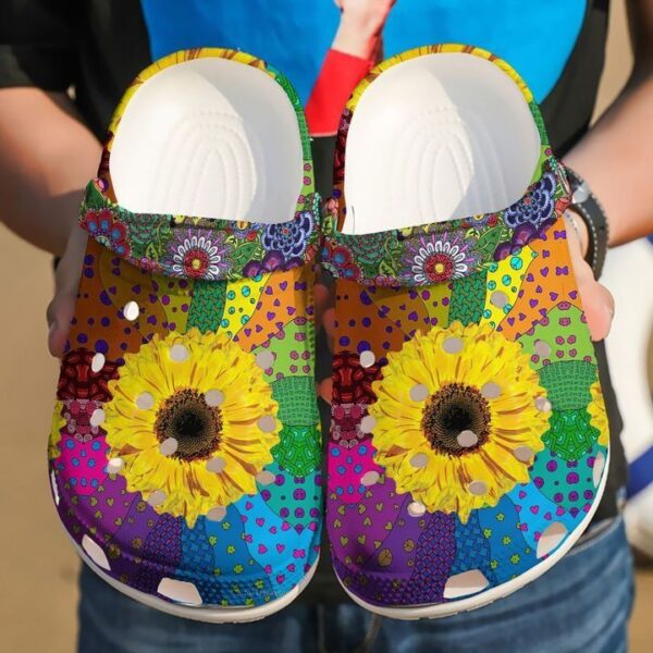 Hippie Flower Child 1328 Crocs Crocband Clog Comfortable For Mens Womens Classic Clog Water Shoes