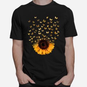 Hippie Girl And Butterflies Sunflower Shirt 1