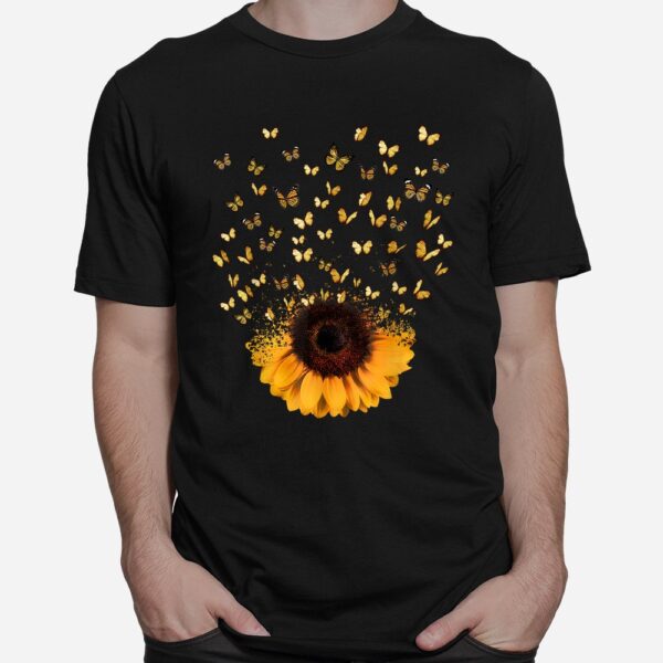 Hippie Girl And Butterflies Sunflower Shirt