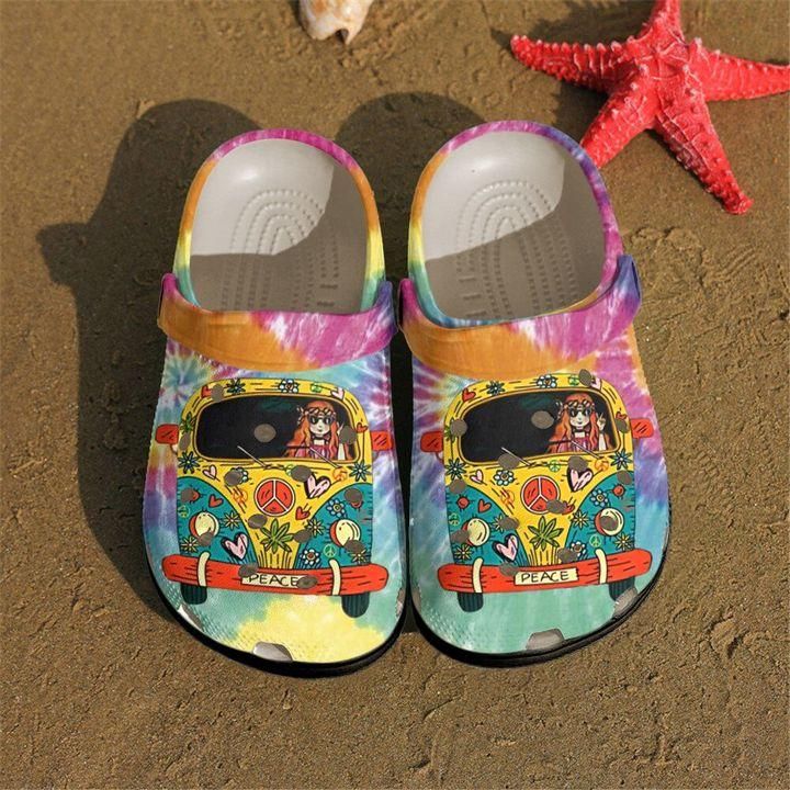 Hippie Personalize Clog Custom Crocs Clog On Sandal Fashion Style Comfortable For Women Men Kid