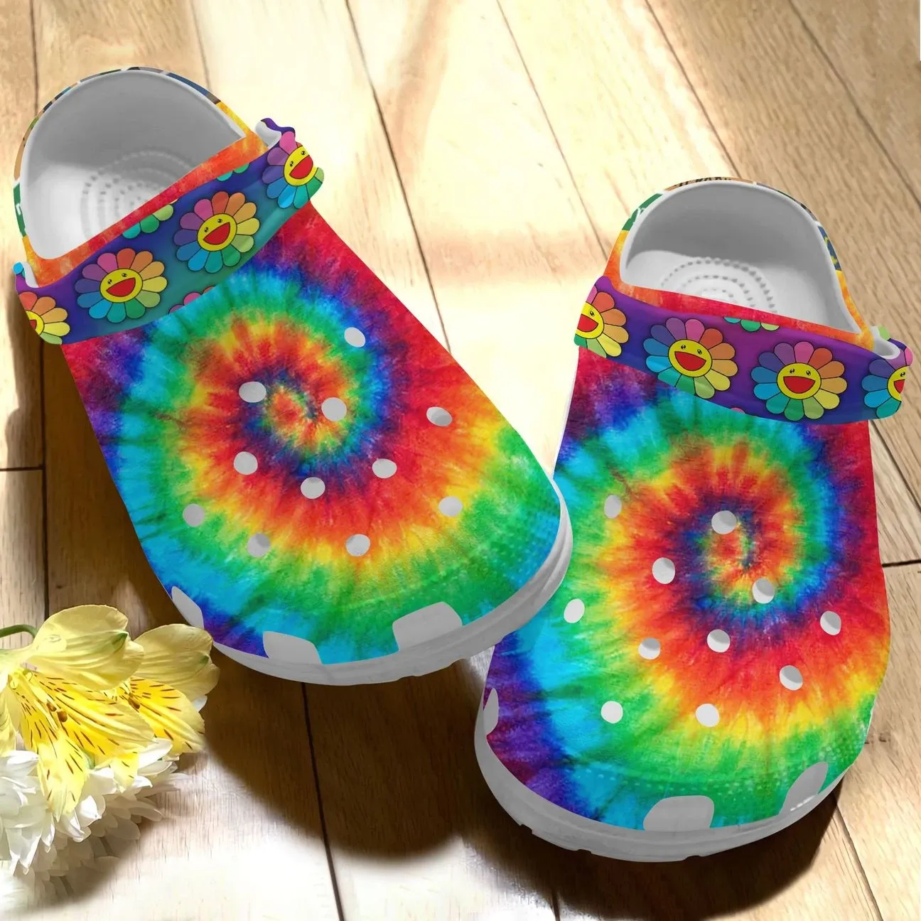 Hippie Personalize Clog Custom Crocs Fashionstyle Comfortable For Women Men Kid Print 3D Hippie Flower