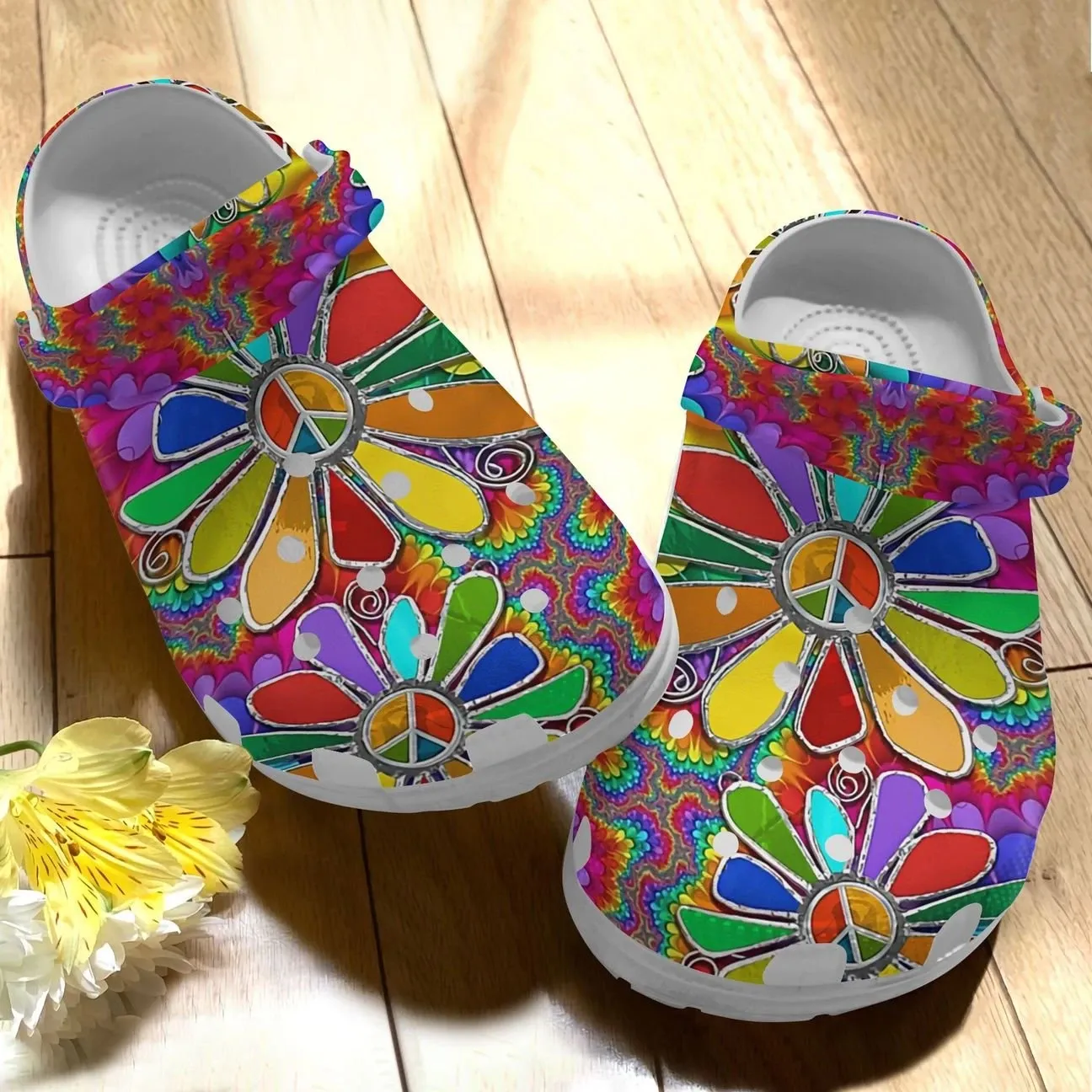 Hippie Personalize Clog Custom Crocs Fashionstyle Comfortable For Women Men Kid Print 3D Hippie Flower 34