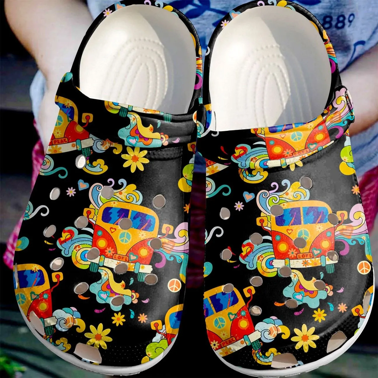 Hippie Personalize Clog Custom Crocs Fashionstyle Comfortable For Women Men Kid Print 3D Hippie Van