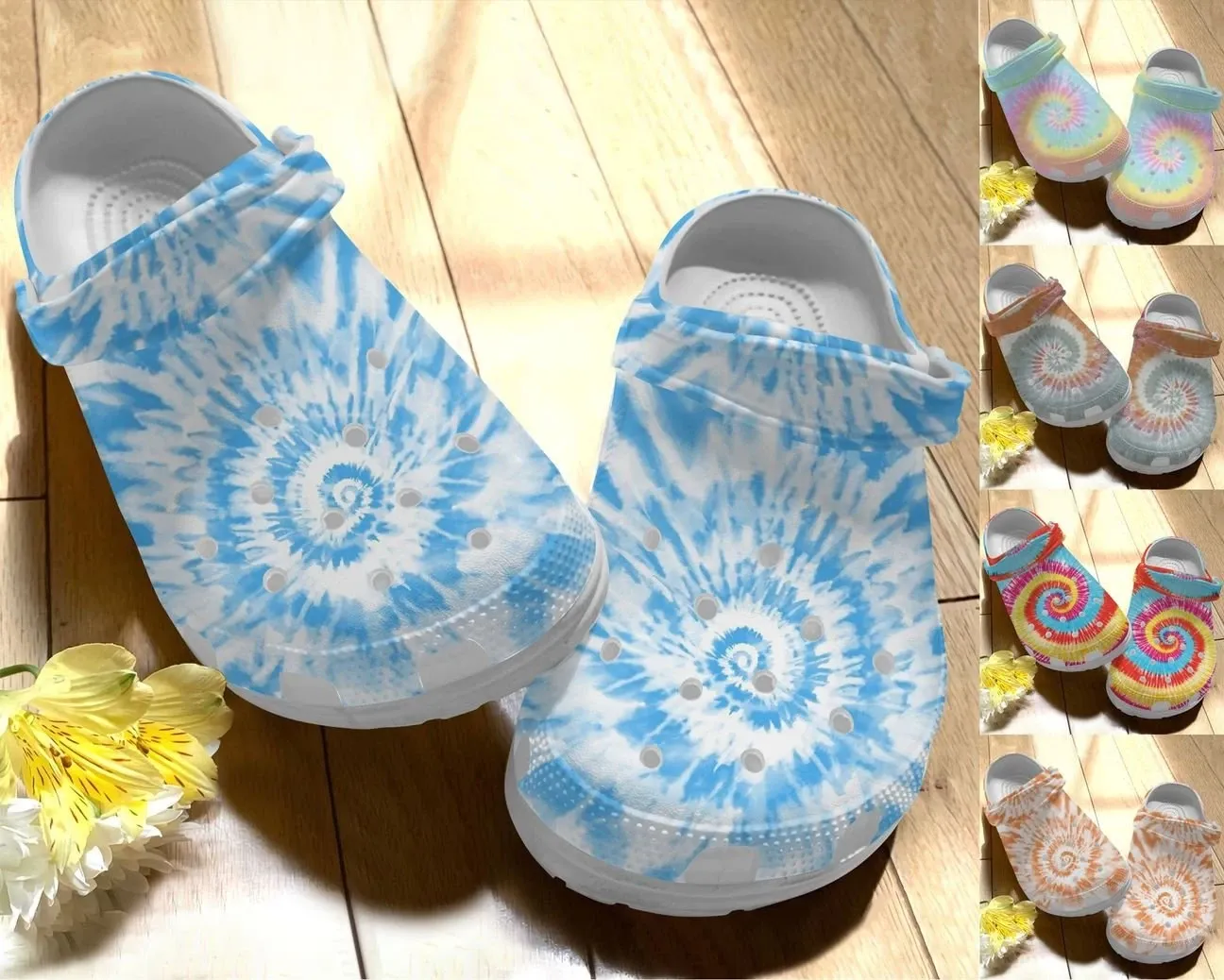Hippie Personalize Clog Custom Crocs Fashionstyle Comfortable For Women Men Kid Print 3D Tie Dye