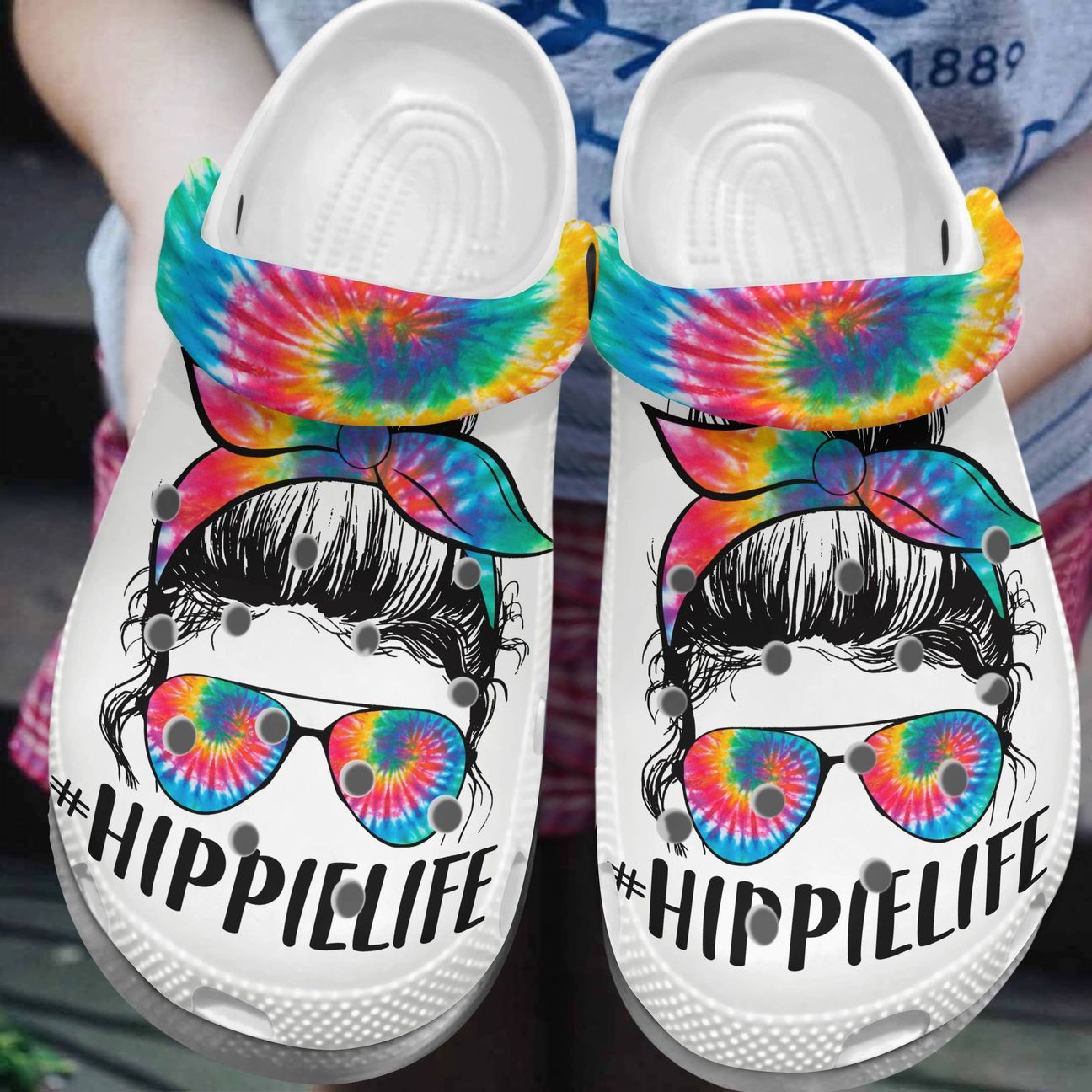 Hippie Personalize Clog Custom Crocs Fashionstyle Comfortable For Women Men Kid Print 3D Whitesole Hippie Life